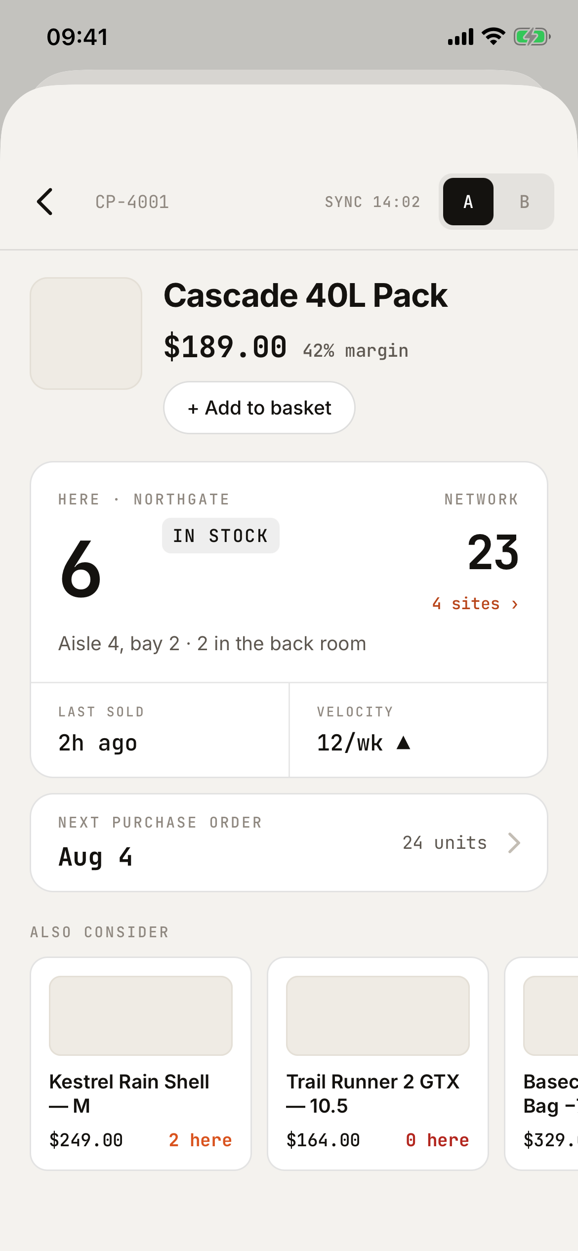 Item detail, one answer layout